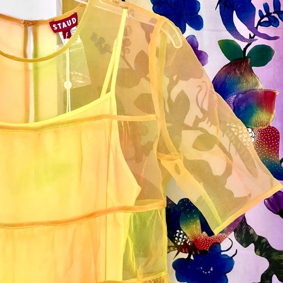 🌺🎉HP🎉🌺 NWT Staud Hyacinth Organza Tiered Maxi Dress Multi Sunray - Picture 12 of 16